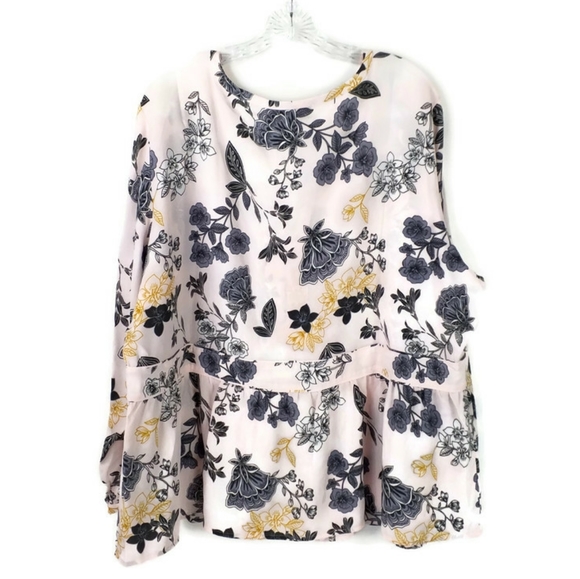 Loft Plus Pink Floral Print Long Sleeve Semi Sheer Blouse Womens Size 22 - Picture 2 of 16